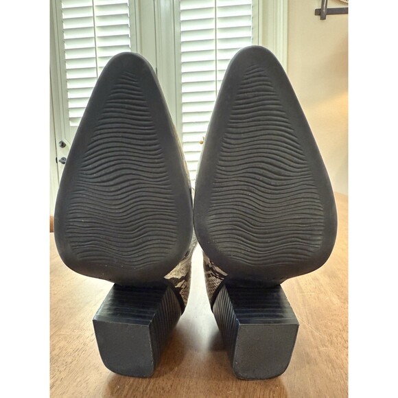 Snake Print Ankle Boots Pointed Toe Zip Block Heel Faux Snakeskin Booties US 7.5 - Picture 7 of 10